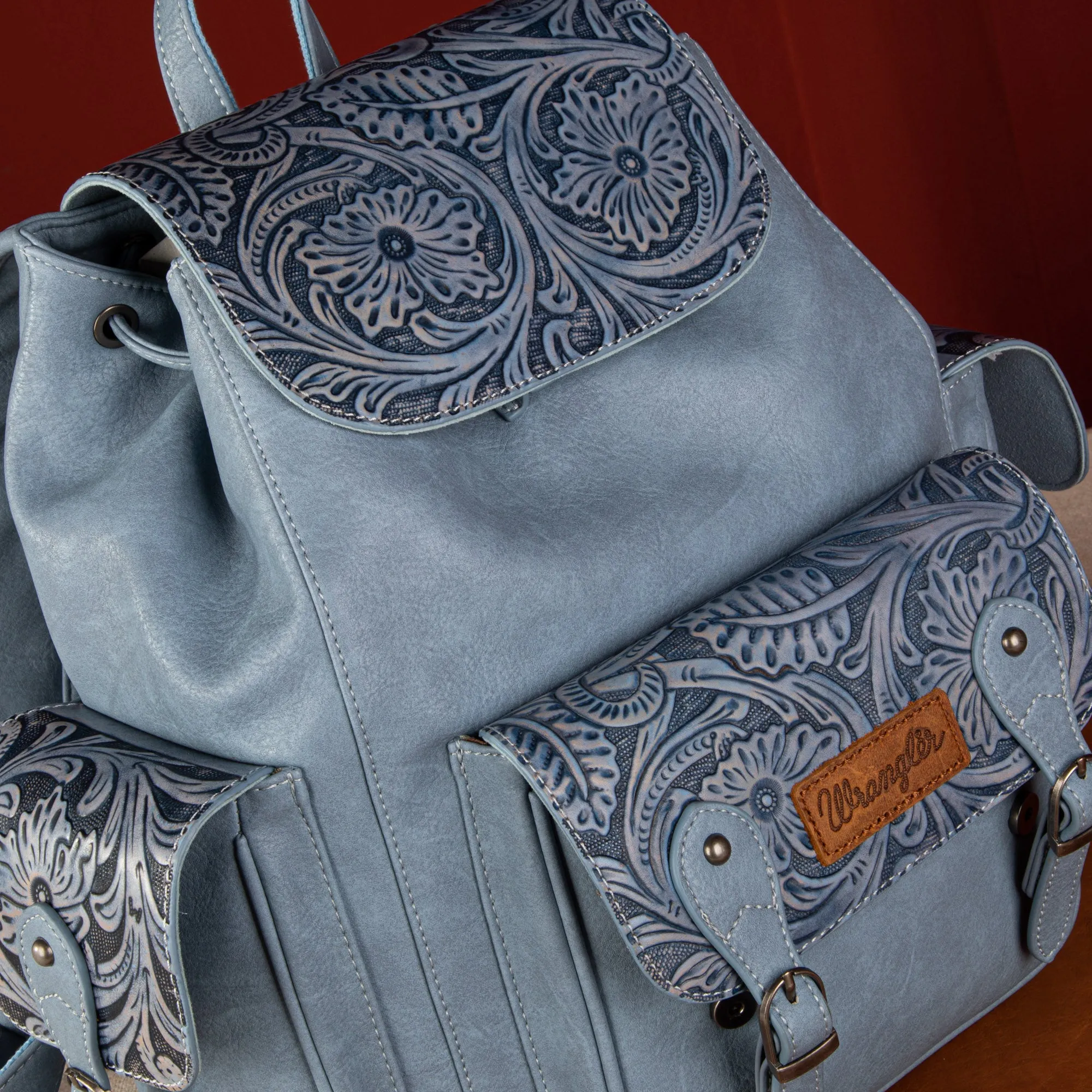 WG12-9110B  Wrangler Vintage Floral Tooled Backpack - Jean