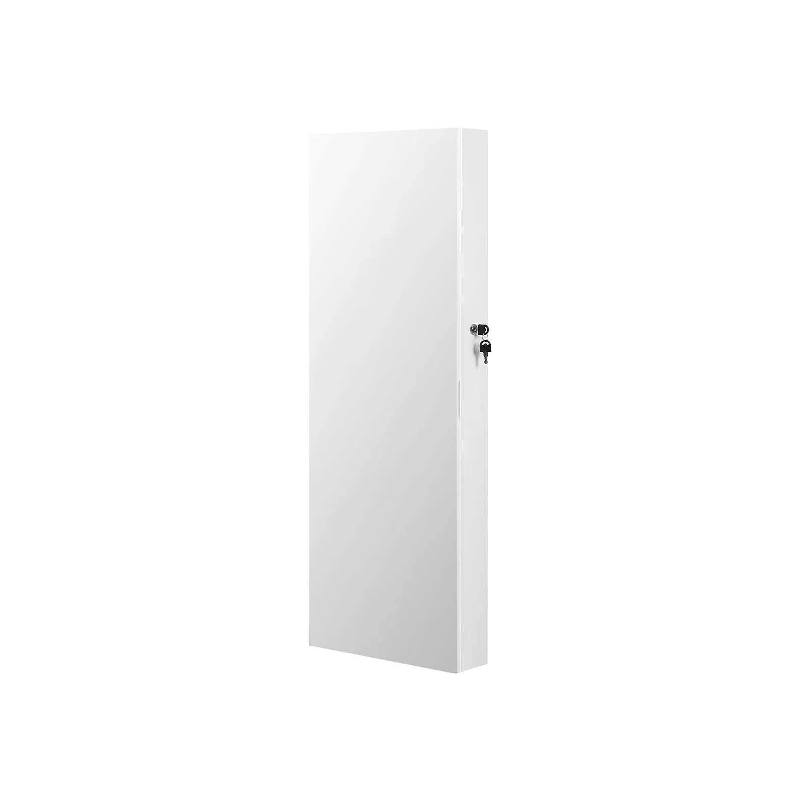 White Wall-Mounted Jewelry Armoire with Mirror