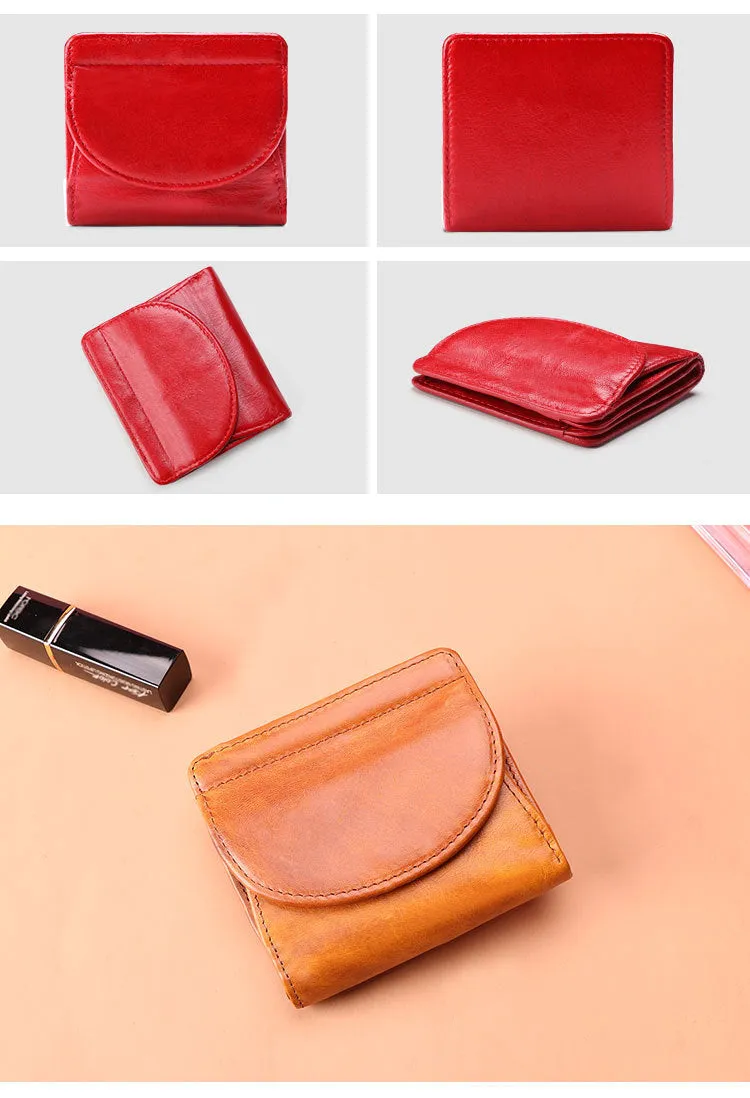 Women Vintage RFID Fodable Small Leather Purses K061