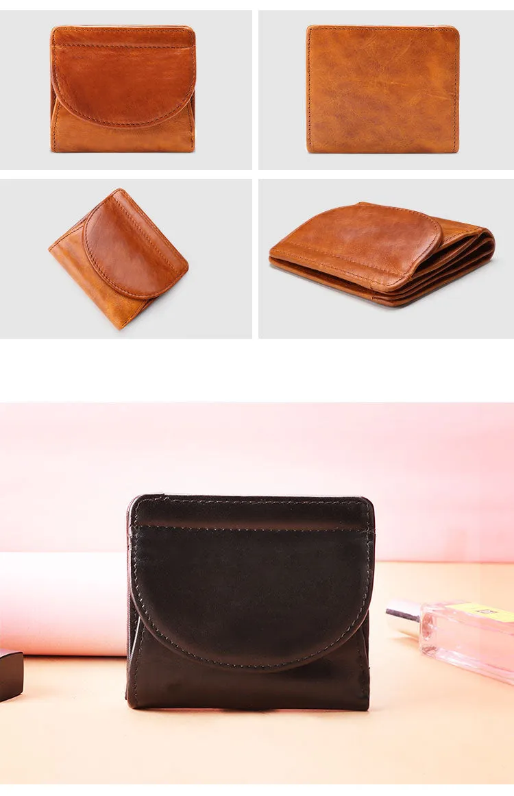 Women Vintage RFID Fodable Small Leather Purses K061