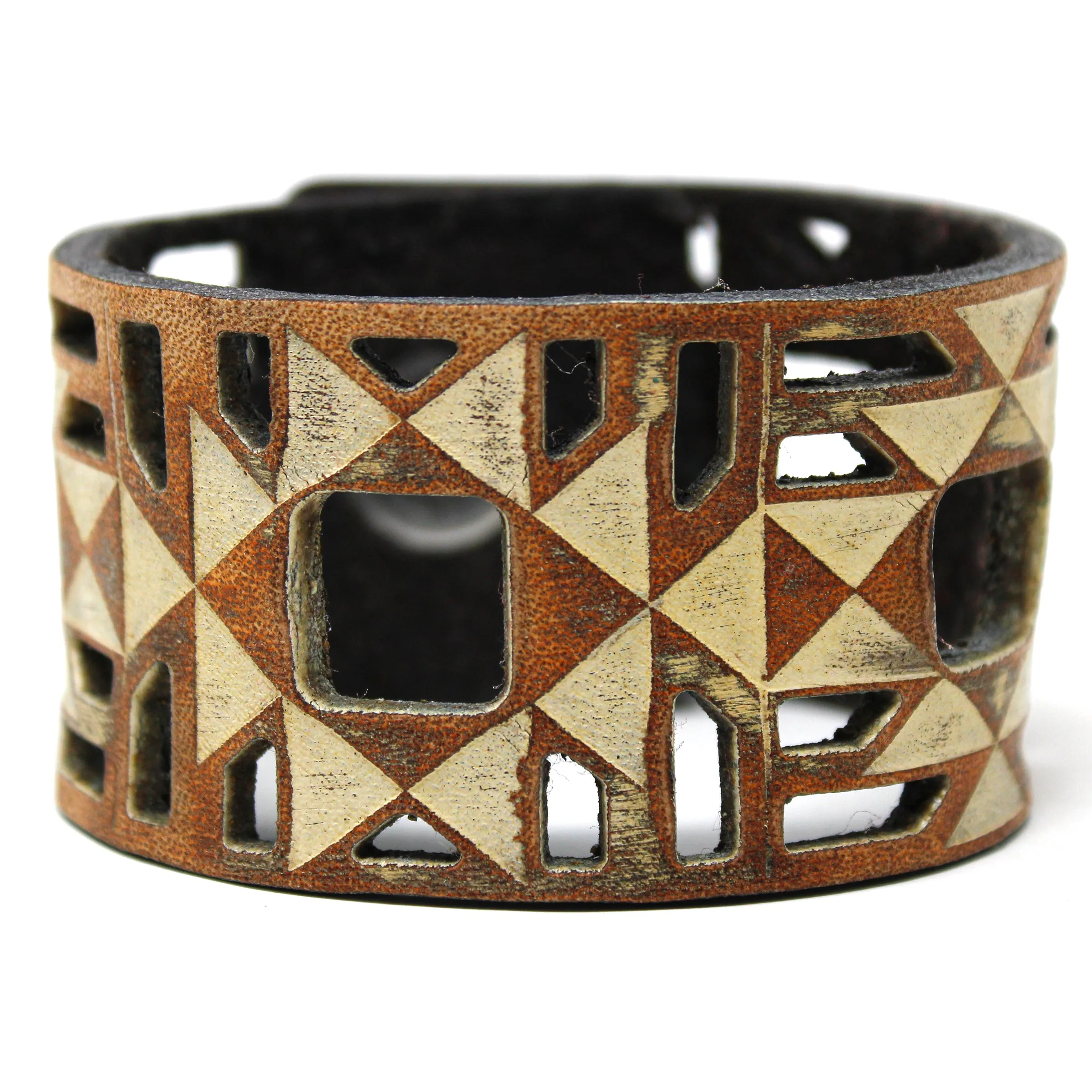 Women's Leather Cuff - Geo Tribal