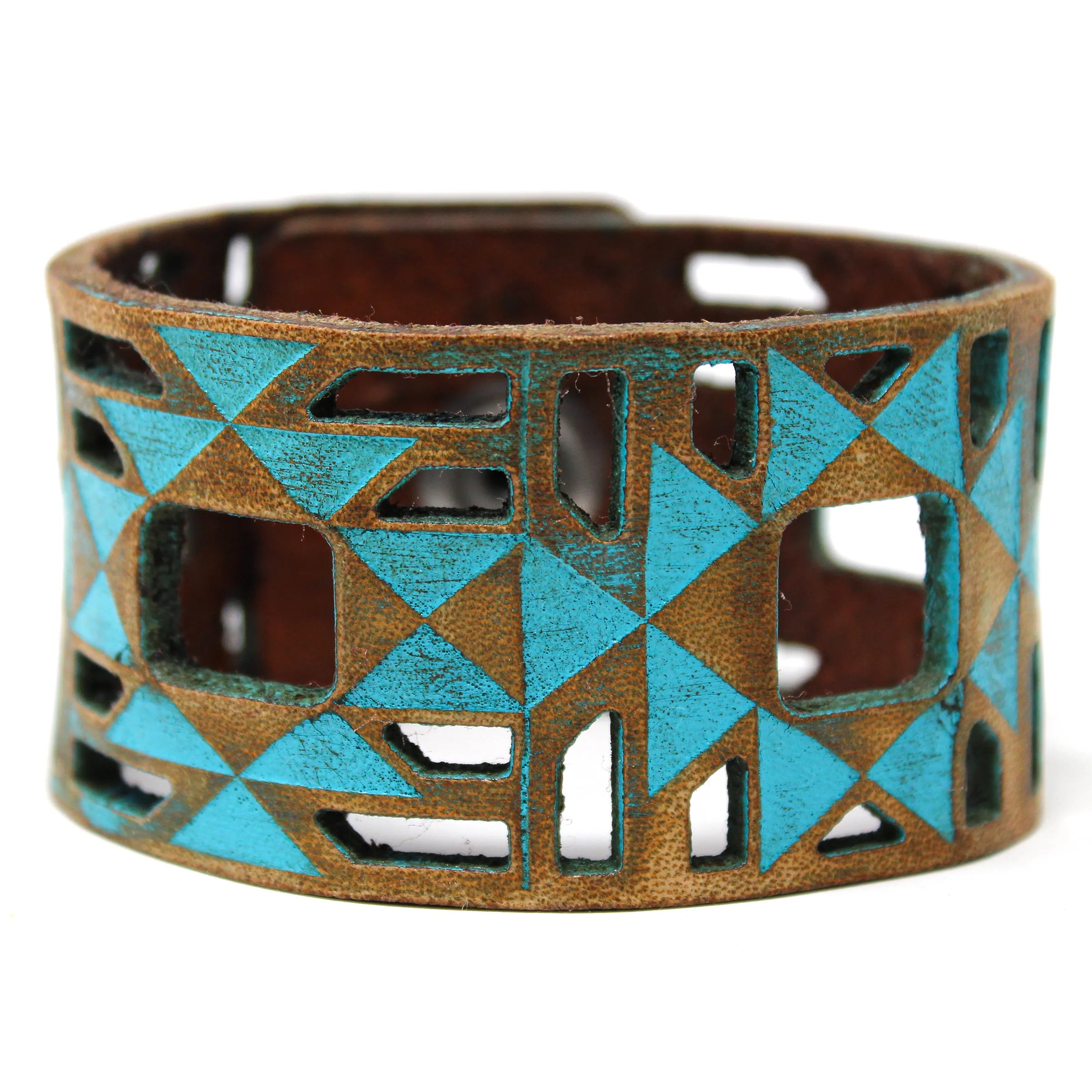 Women's Leather Cuff - Geo Tribal