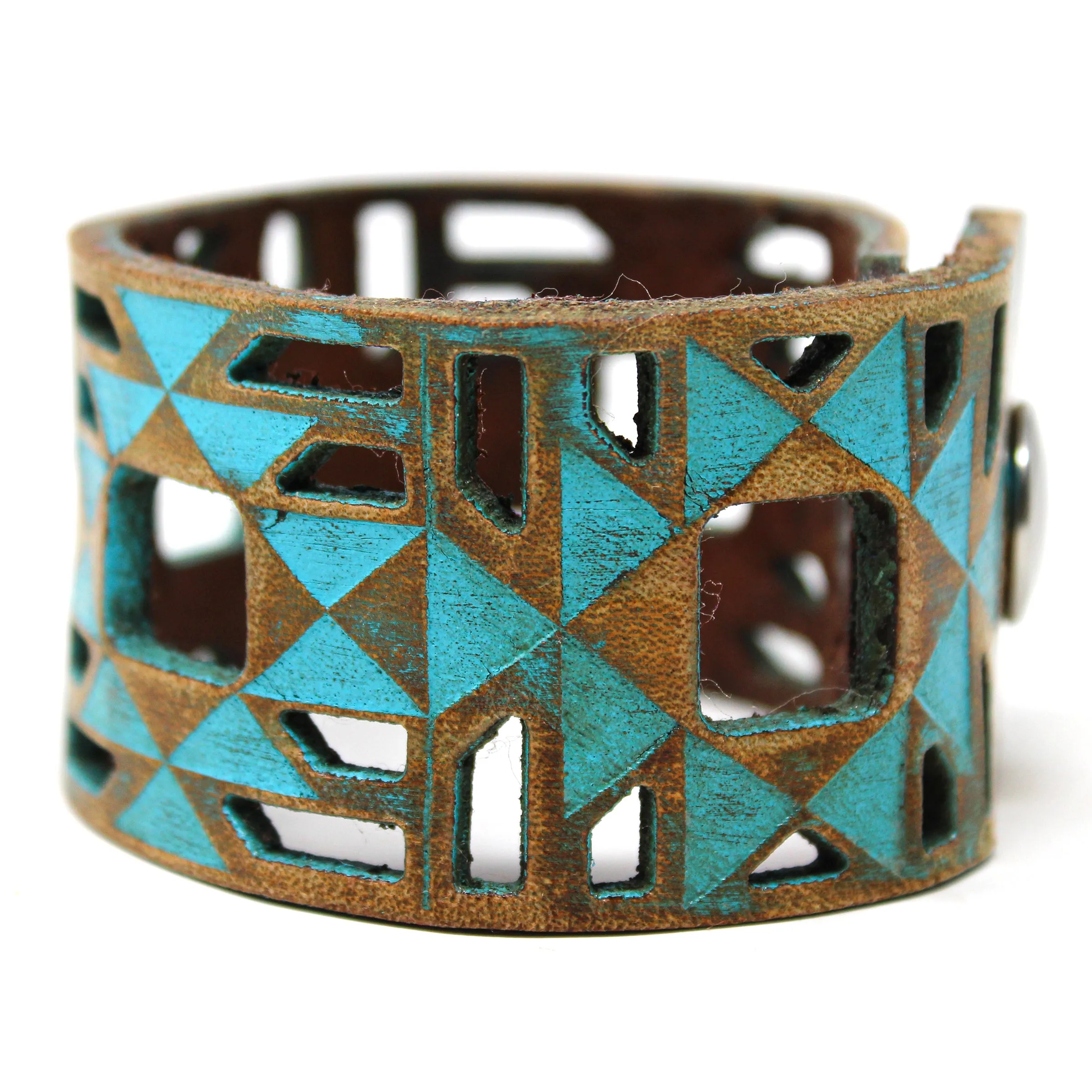 Women's Leather Cuff - Geo Tribal