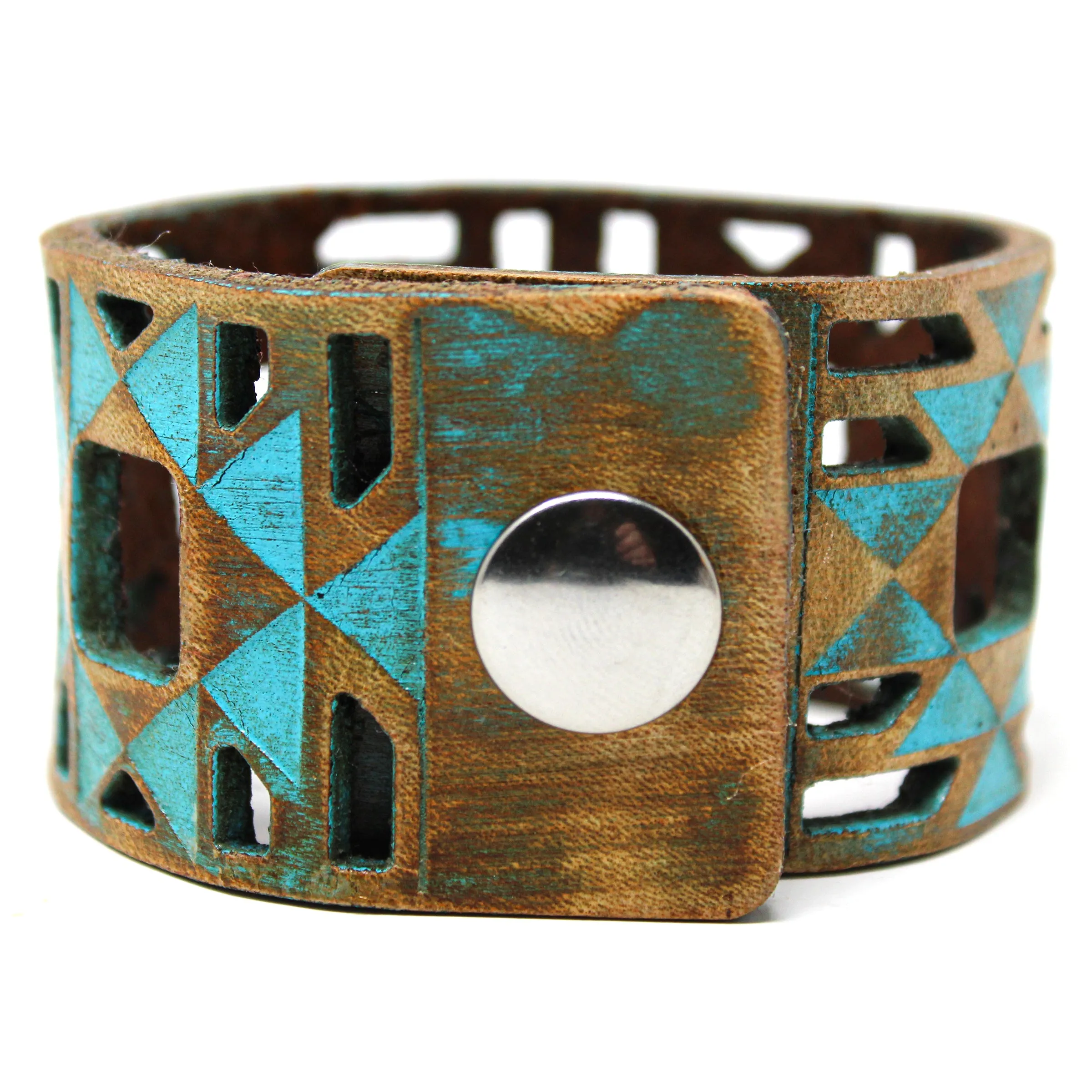 Women's Leather Cuff - Geo Tribal