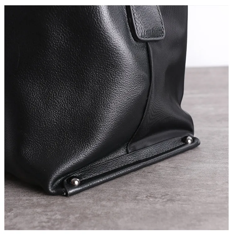 Womens Nylon Leather Gym Handbag Bag Womens Black Nylon Gym Purse Nylon Work Shoulder Purse for Ladies