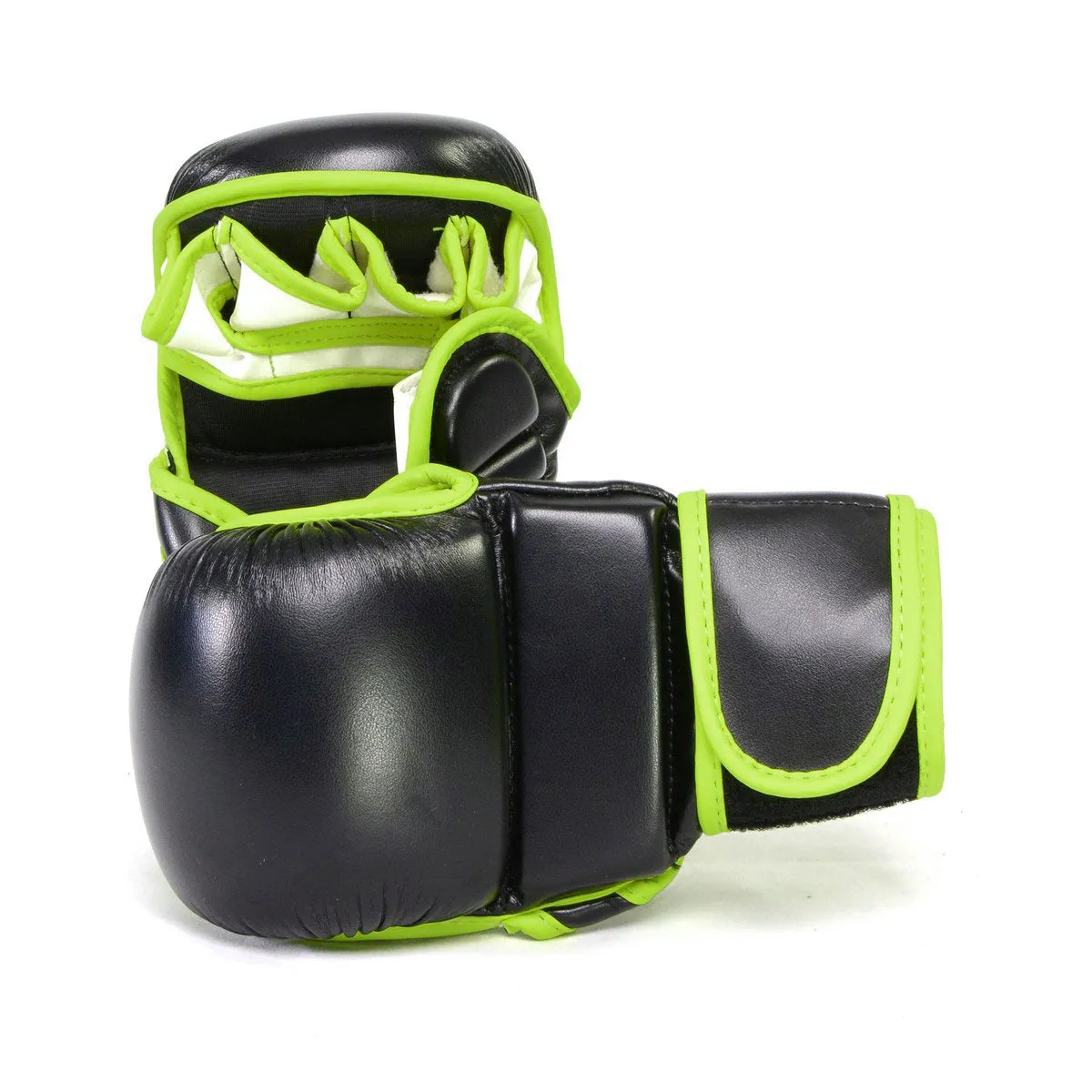 X-Fitness XF2001 7 oz MMA Hybrid Sparring Gloves-BLK/GREEN