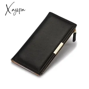 Xajzpa - Leather Slim Thin Wallet Long Wallet Women Card Holder Wallet Fashion Phone Wallet Female Clutch Money Bag Ladies Purse Gift